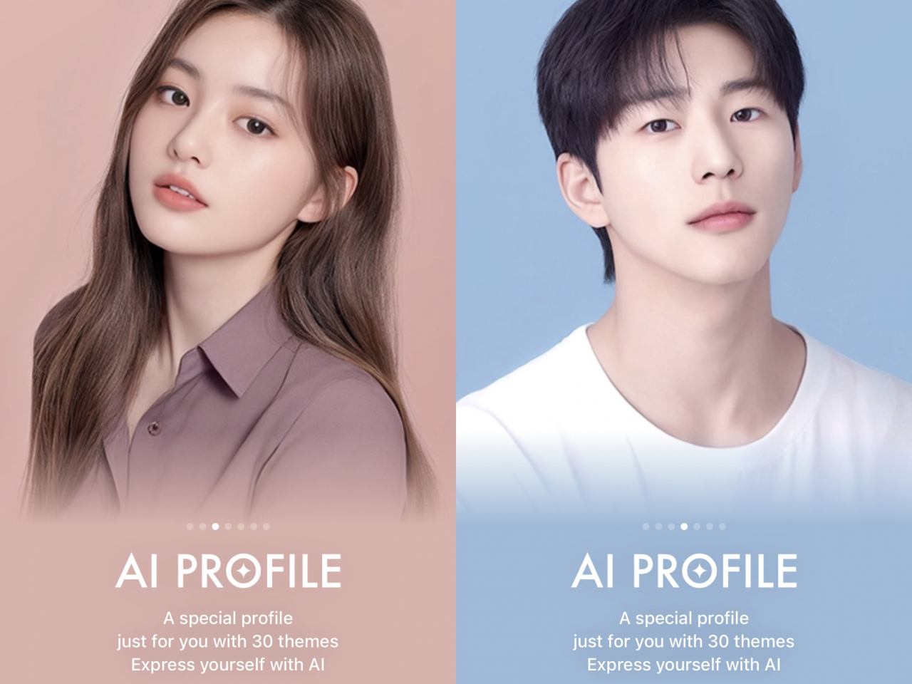 Promotional images for the AI-based profile photo generation service by popular camera app SNOW (SNOW)