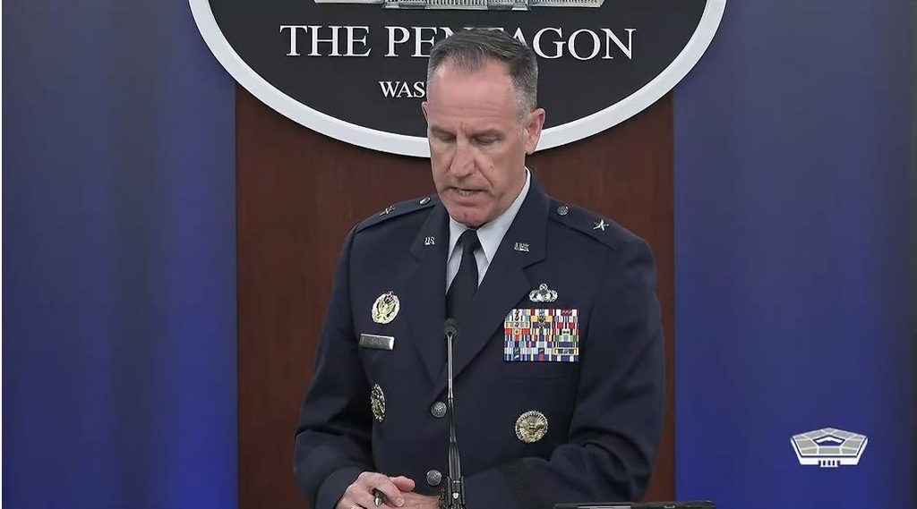Department of Defense spokesperson Brig. Gen. Pat Ryder is seen answering questions during a daily press briefing at the Pentagon in Washington on Thursday in this captured image. (Yonhap)