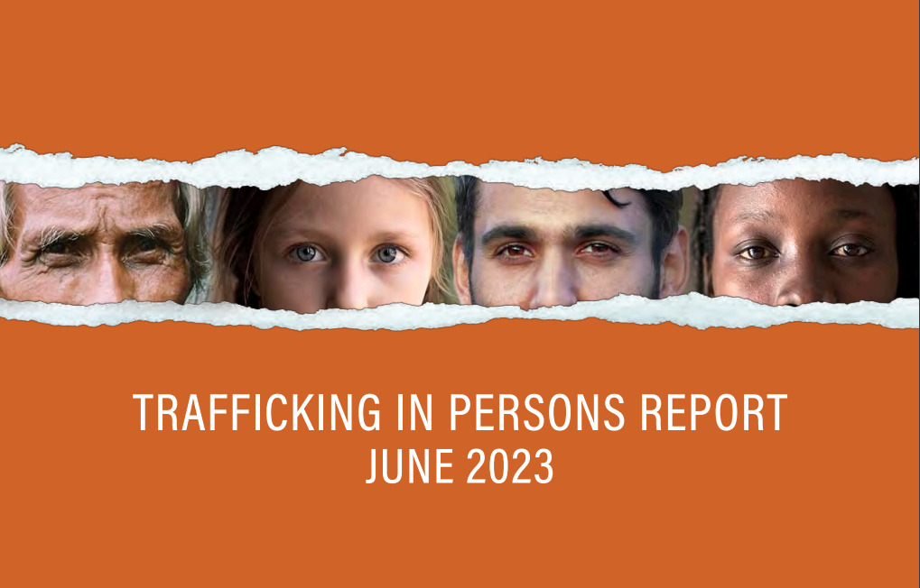 Cover of the US 2023 Trafficking in Persons Report (Screen captured from the report)