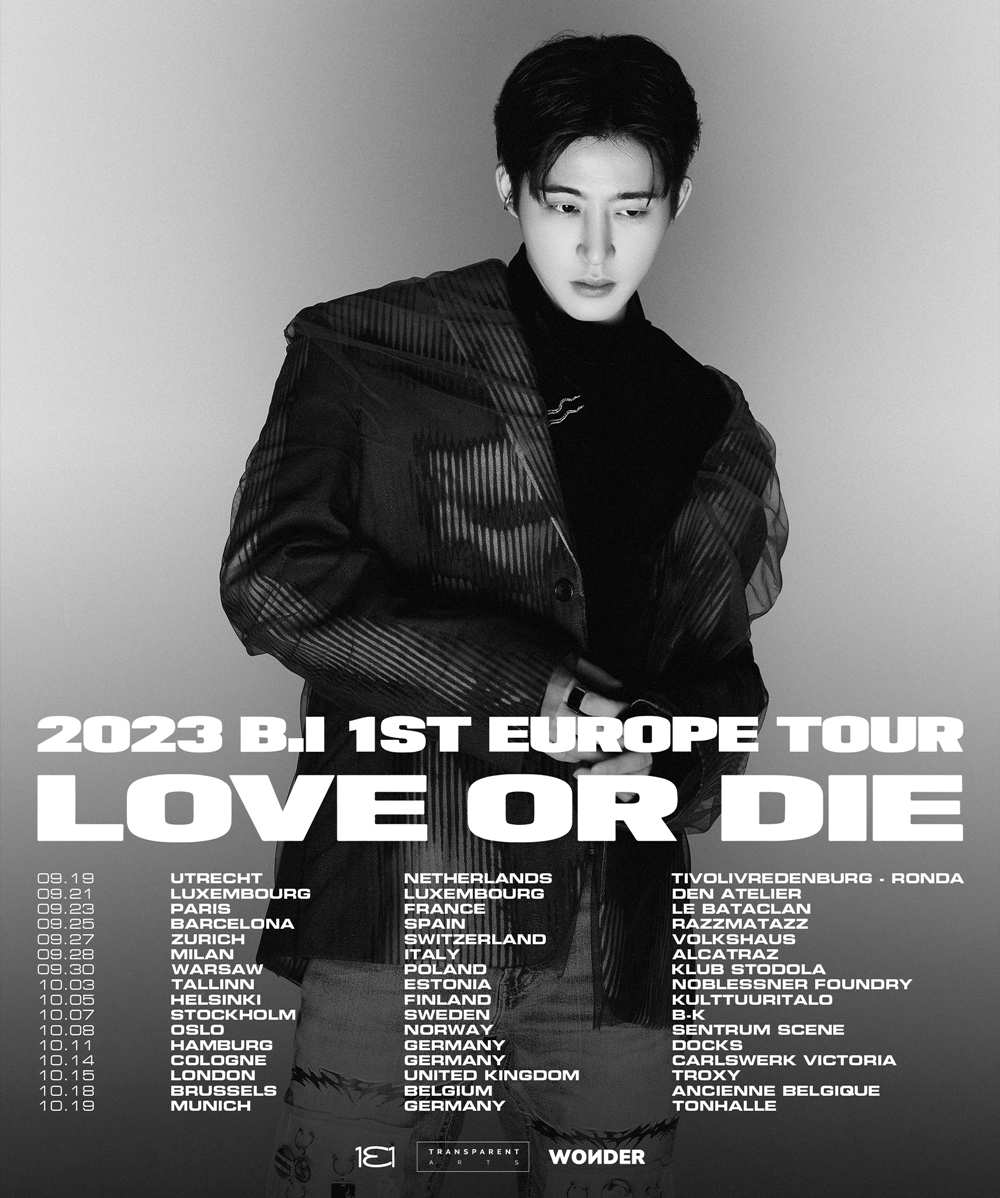 Poster shows the dates for B.I's Europe tour 
