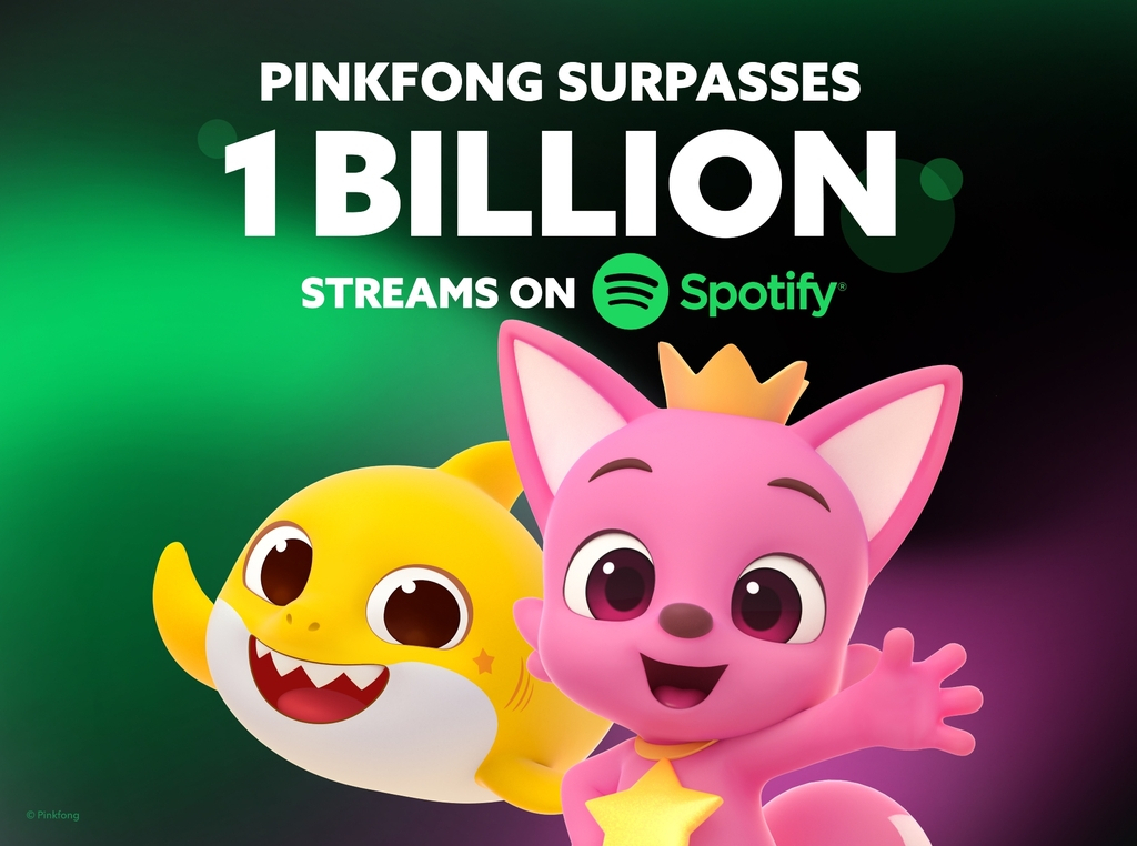 Pinkfong songs surpassed a combined one billion streams on Spotify. (The Pinkfong Company)