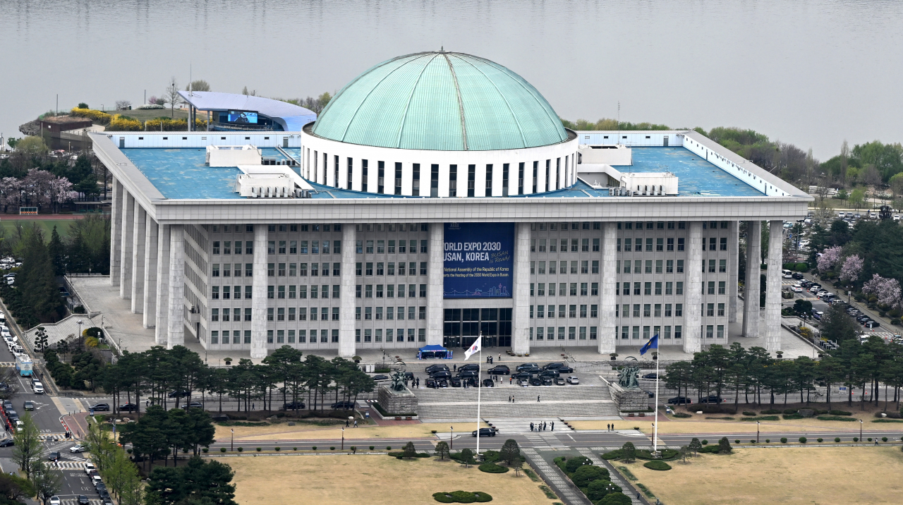 The National Assembly main building in Yeouido, central Seoul, photographed April 2023 (Im Se-jun/The Korea Herald)