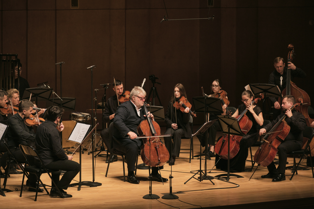 Ukraine's chamber orchestra Kyiv Virtuosi plays Baruch Berliner's concerto for cello and orchestra “Jacob’s Dream” at Alpensia Concert Hall in Pyeongchang, Gangwon Province. (Music in Pyeongchang)