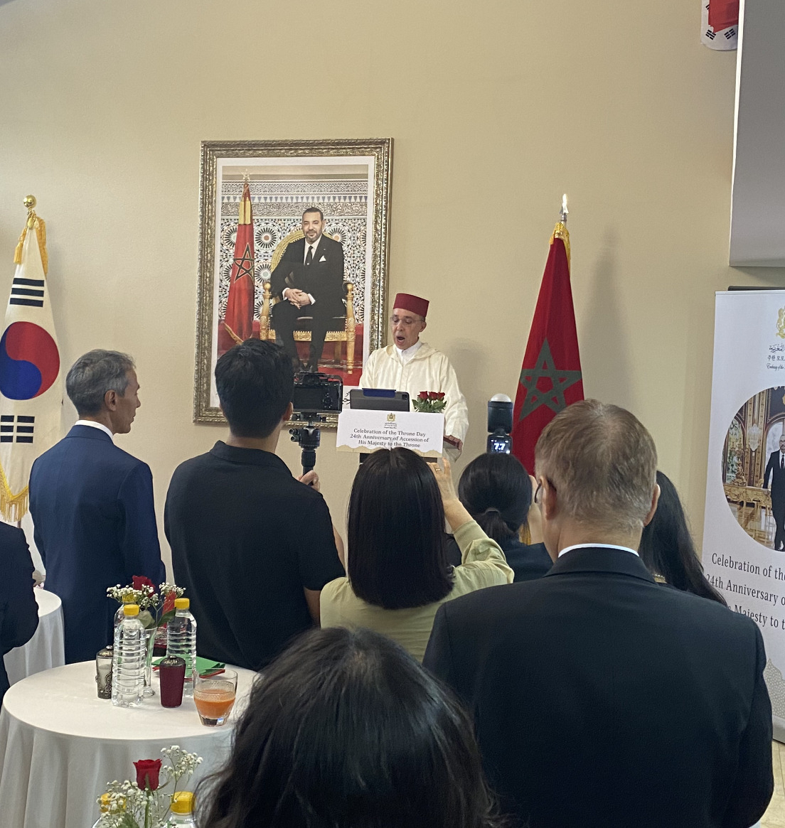 Moroccan Ambassador to Korea Chafik Rachadi delivers remarks in celebration of Throne Day at his residence in Yongsan-gu, Seoul. (Sanjay Kumar/The Korea Herald)