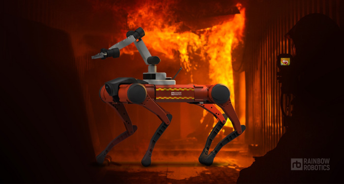 A rendering of a quadruped firefighting robot created by Rainbow Robotics (Rainbow Robotics)