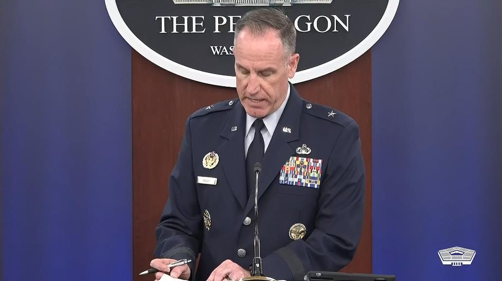 Department of Defense Press Secretary Brig. Gen. Pat Ryder is seen speaking during a daily press briefing at the Pentagon in Washington on Thursday. in this captured image. (US Department of Defense)