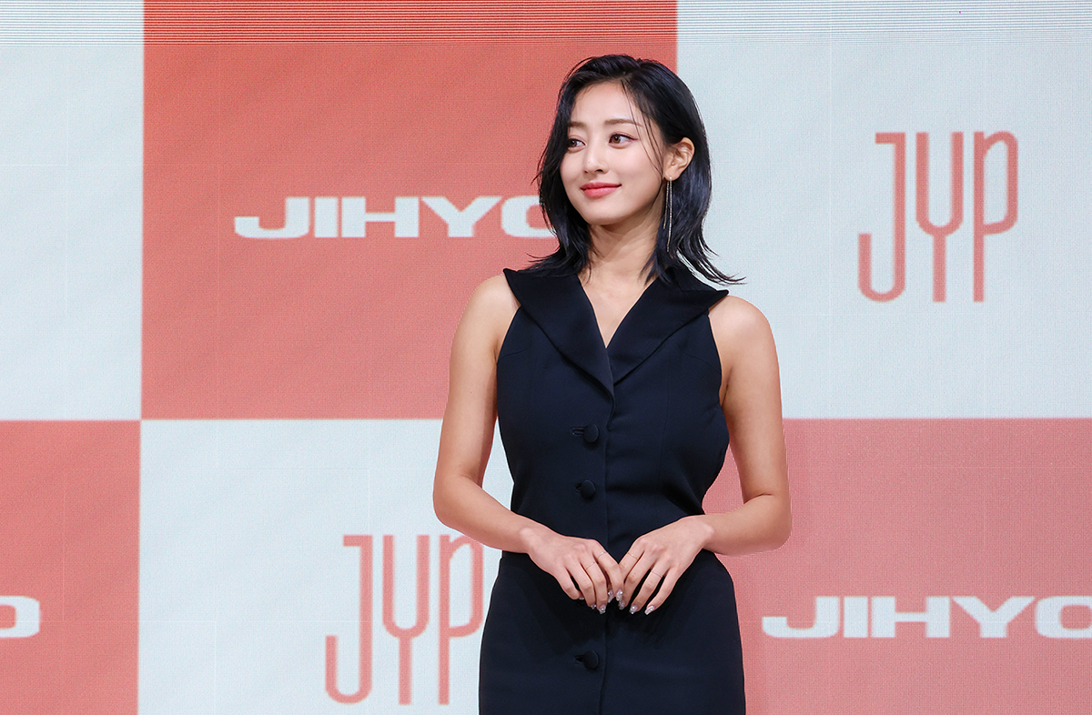 Jihyo of Twice holds a press conference for her first solo album 