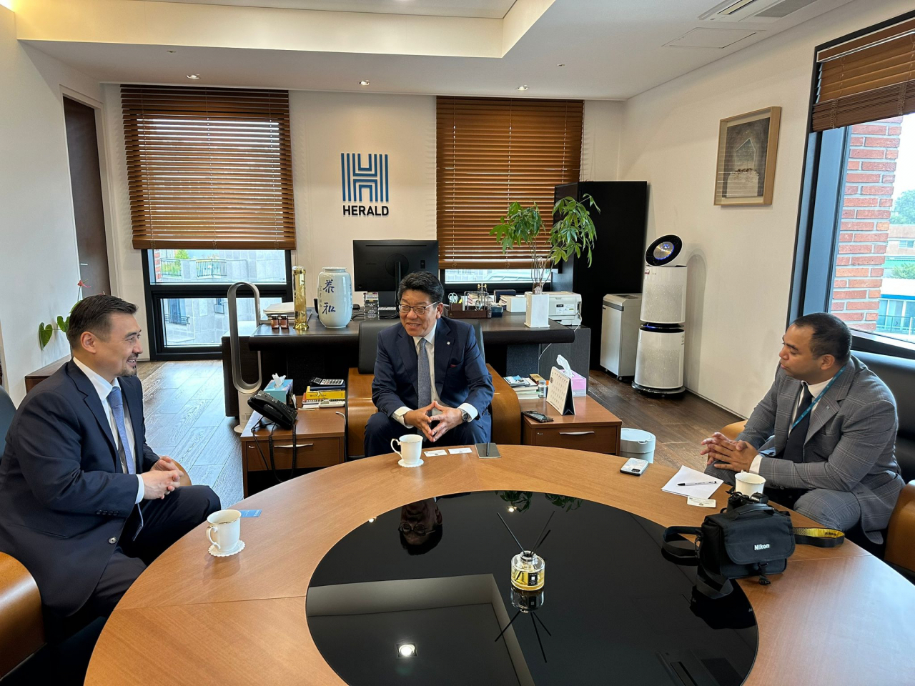Kazakhstan's new ambassador to Korea Nurgali Arystanov speaks in an interview with The Korea Herald at The Korea Herald headquarters in Yongsan-gu, Seoul on August 10. (Sanjay Kumar/The Korea Herald)