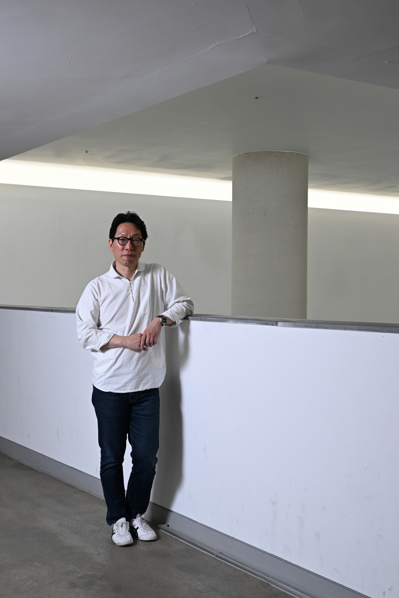 Architect Kim Soo-young, the designer of Yeongju Swimming Pool, poses for a photo on May 31. (Im Se-jun/The Korea Herald)