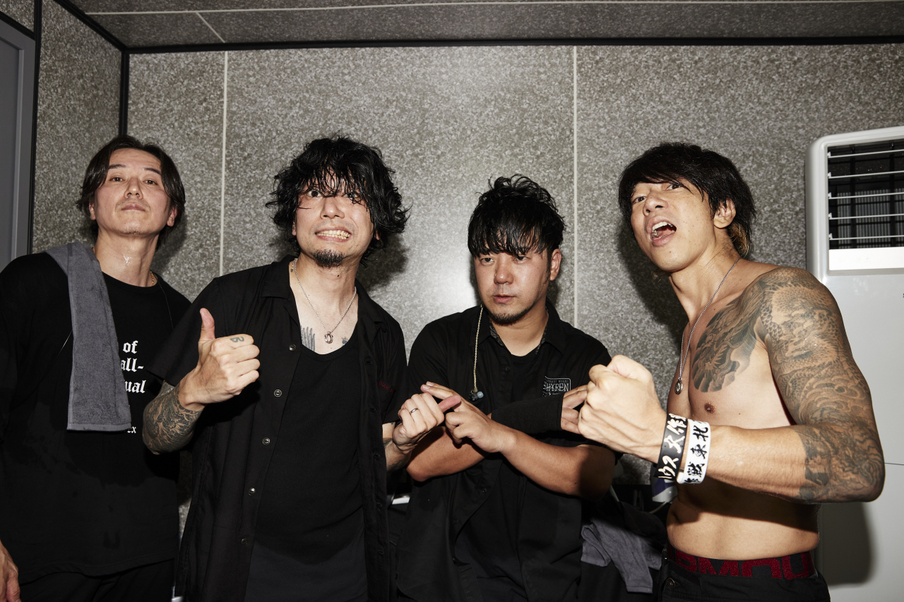 Japanese punk rock band Ellegarden poses for picture during Incheon Pentaport Rock Festival 2023 on Aug. 4. (TSUKASA MIYOSHI)