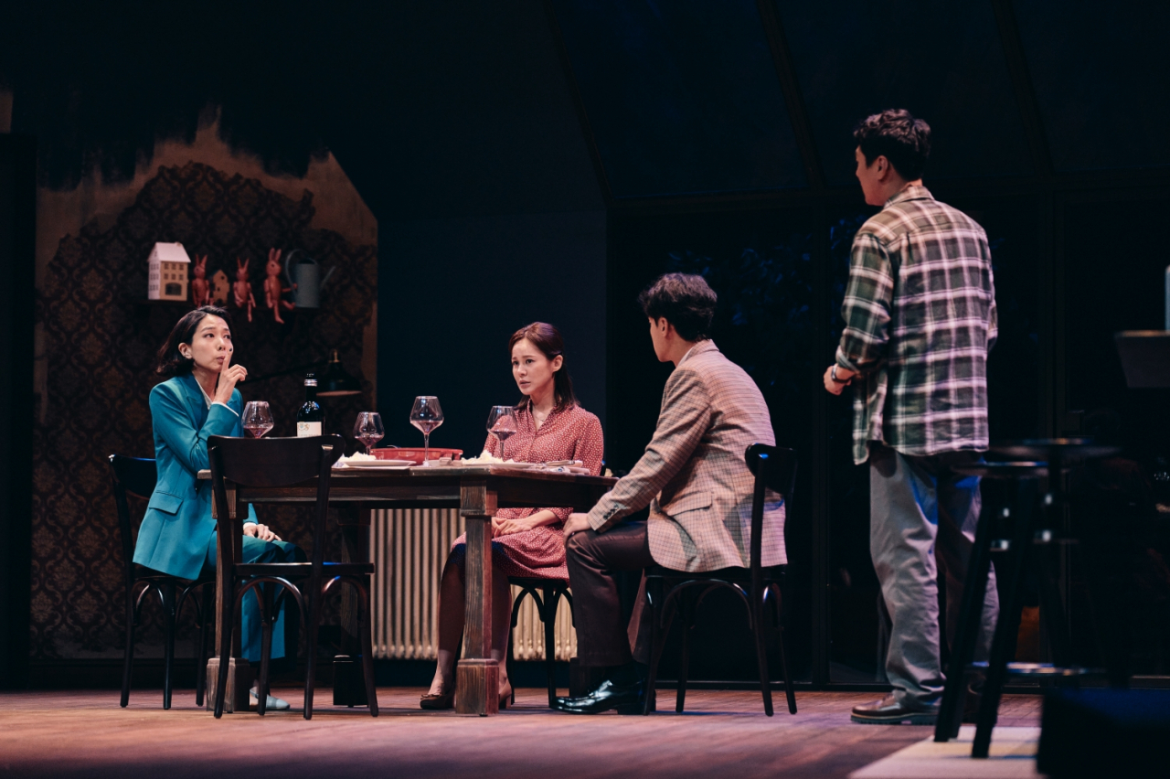 From left: Bang Jin-eui, Ivy, Cha Yong-hak and Choi Young-joon perform in “2:22 A Ghost Story.” (Seensee Company)