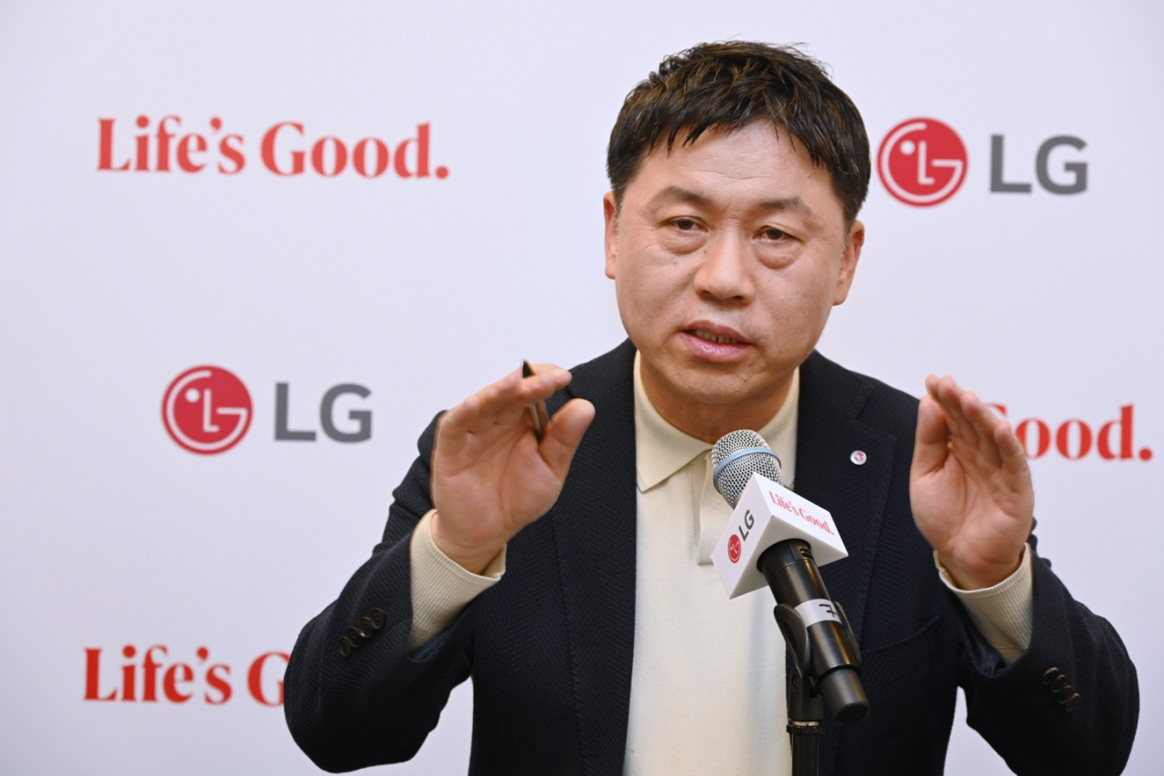 Lyu Jae-cheol, head of the Home Appliance & Air Solution Company at LG Electronics speaks in a press conference held on the sidelines of this year's IFA, one of the largest consumer appliance trade show, on Saturday.