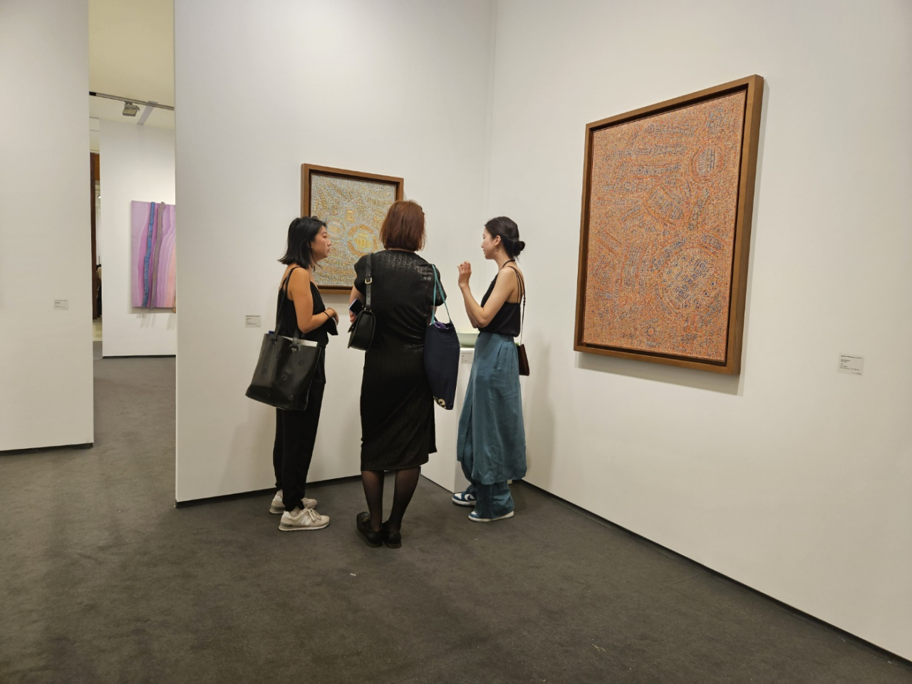 Gallery Hyundai's booth shows paintings by Korean artist Seundja Rhee at Frieze Seoul 2023 on Wednesday at Coex in Seoul. (Park Yuna/The Korea Herald)