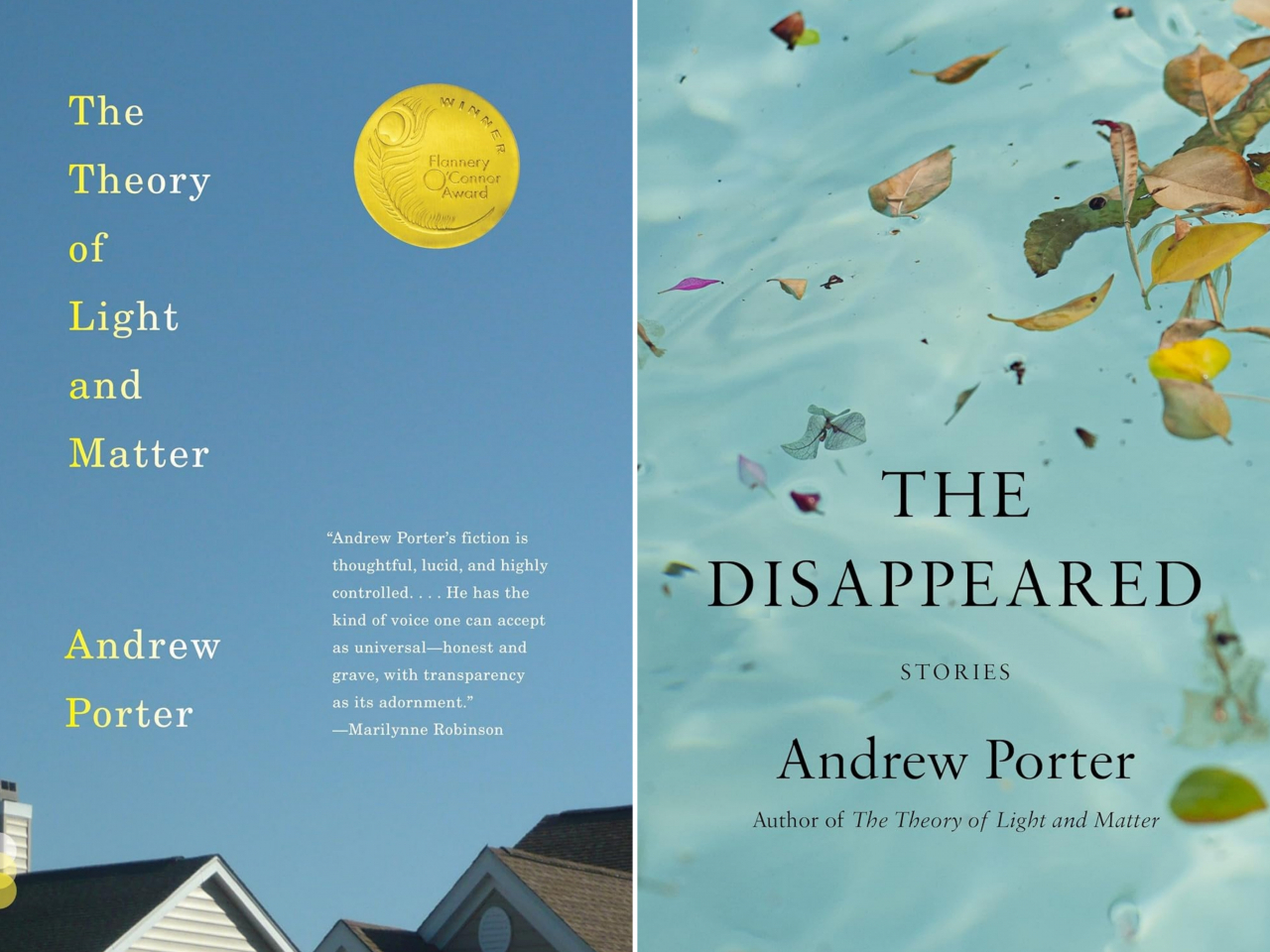 “The Theory of Light and Matter” (left) and “The Disappeared” by Andrew Porter (Vintage, Knopf)