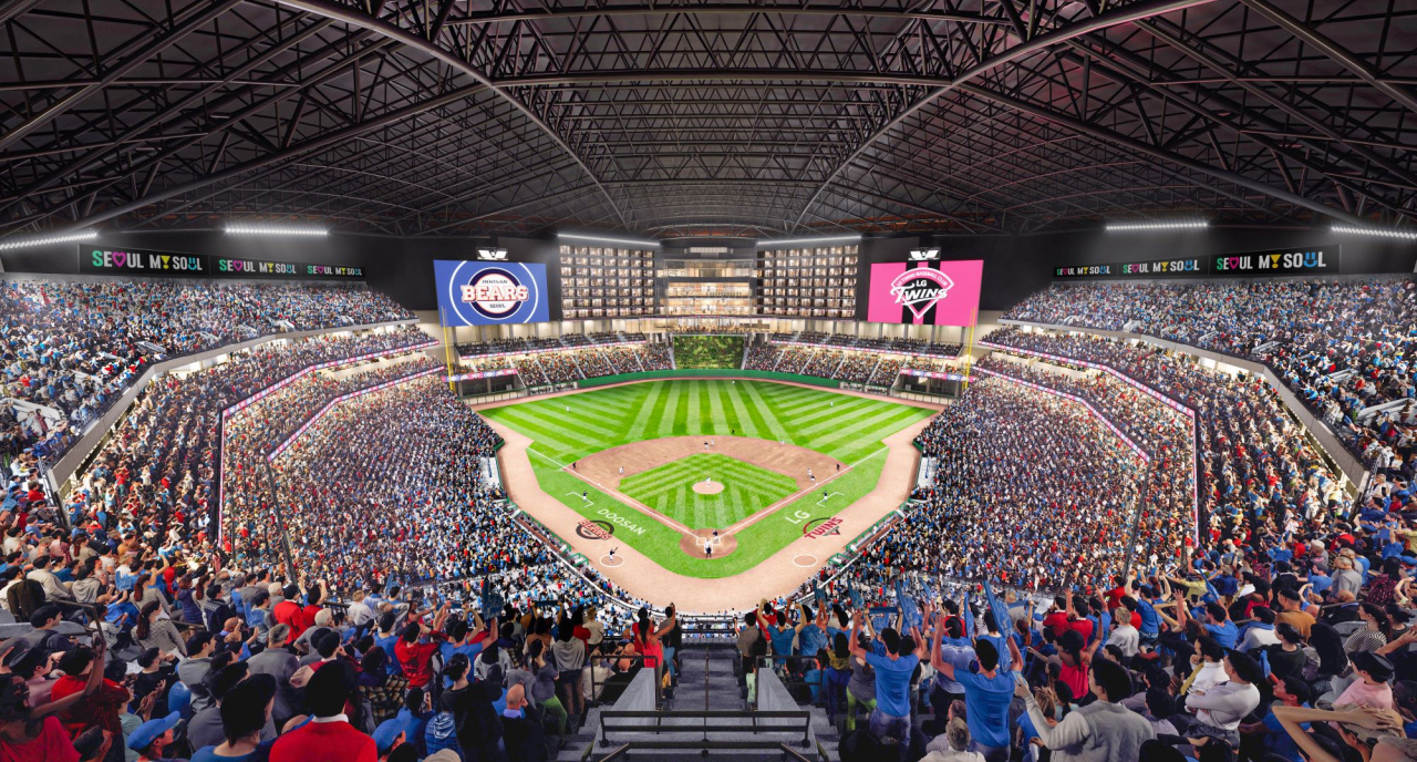 A projected view of the inside of the domed baseball stadium, scheduled to be built by 2031 (Seoul Metropolitan Government)