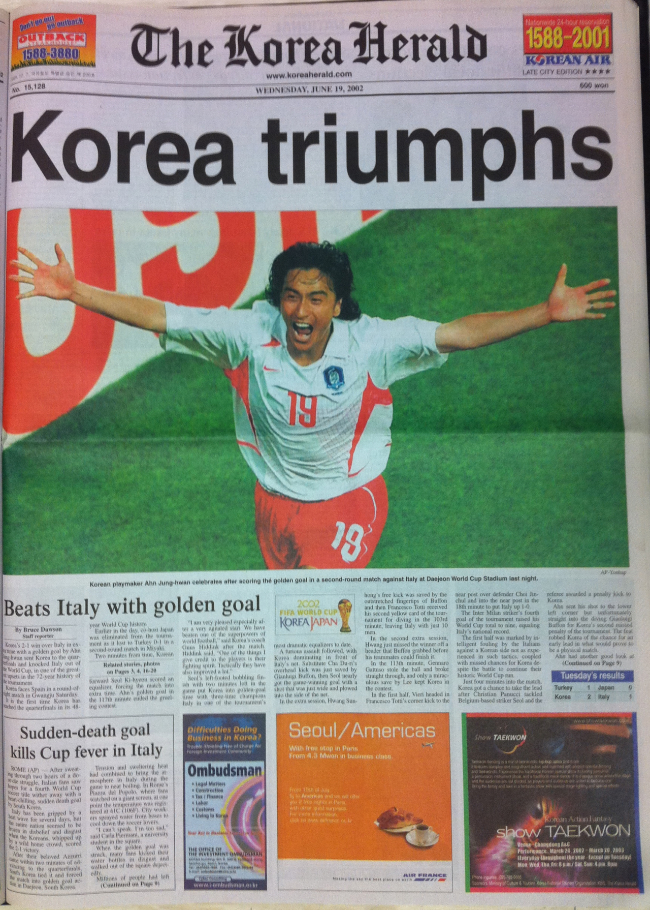 The June 19, 2002 edition of The Korea Herald. (The Korea Herald)