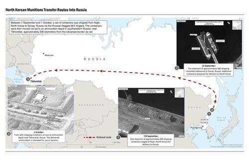 Apparent arms transfers between North Korea and Russia (Yonhap)
