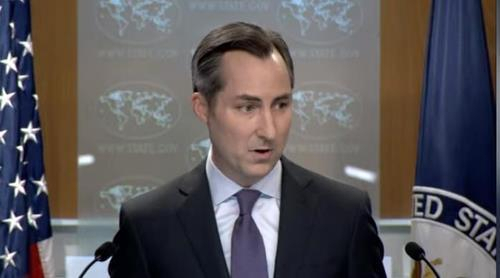 Matthew Miller. the spokesperson of the State Department, is seen answering questions during a daily press briefing at the state department in Washington on Sept. 12 in this captured image. (Yonhap)