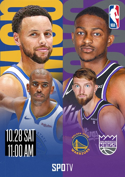 Poster image of Golden State Warriors and Sacramento Kings' match (NBA, SPOTV)
