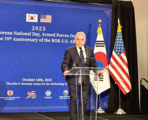 National Security Council Coordinator for Indo-Pacific affairs Kurt Campbell speaks during the Korean National Day event in Washington, D.C., on Oct. 18. (Yonhap)