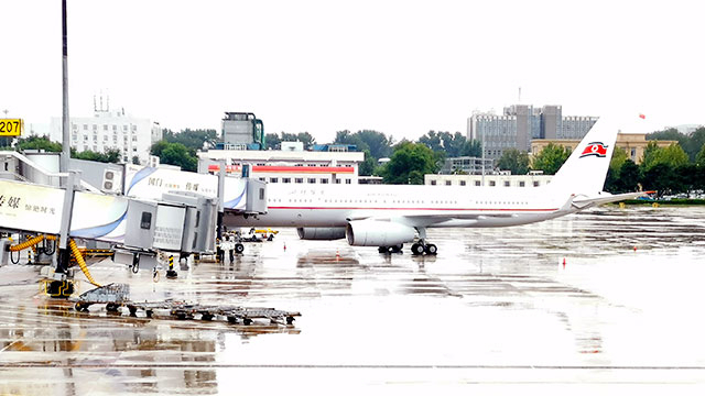 An Air Koryo plane is seen at Beijing Capital International Airport on Aug. 24. (Yonhap)