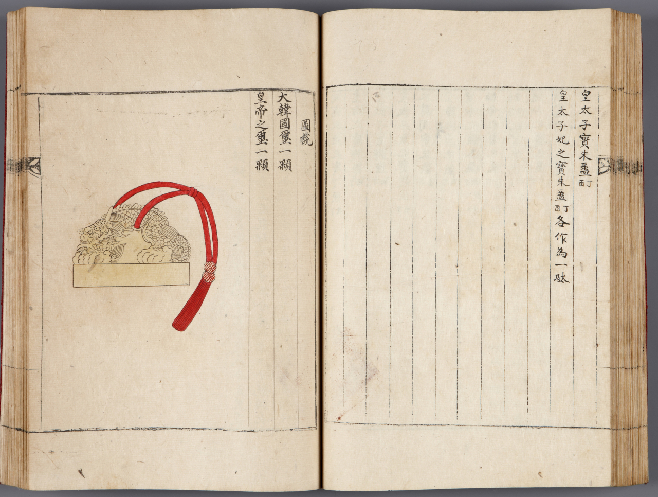 Royal protocol recording rites and procedures related to the proclamation of the Korean Empire in 1897, published in 1898, designated a Treasure (National Museum of the Annals of the Joseon Dynasty)