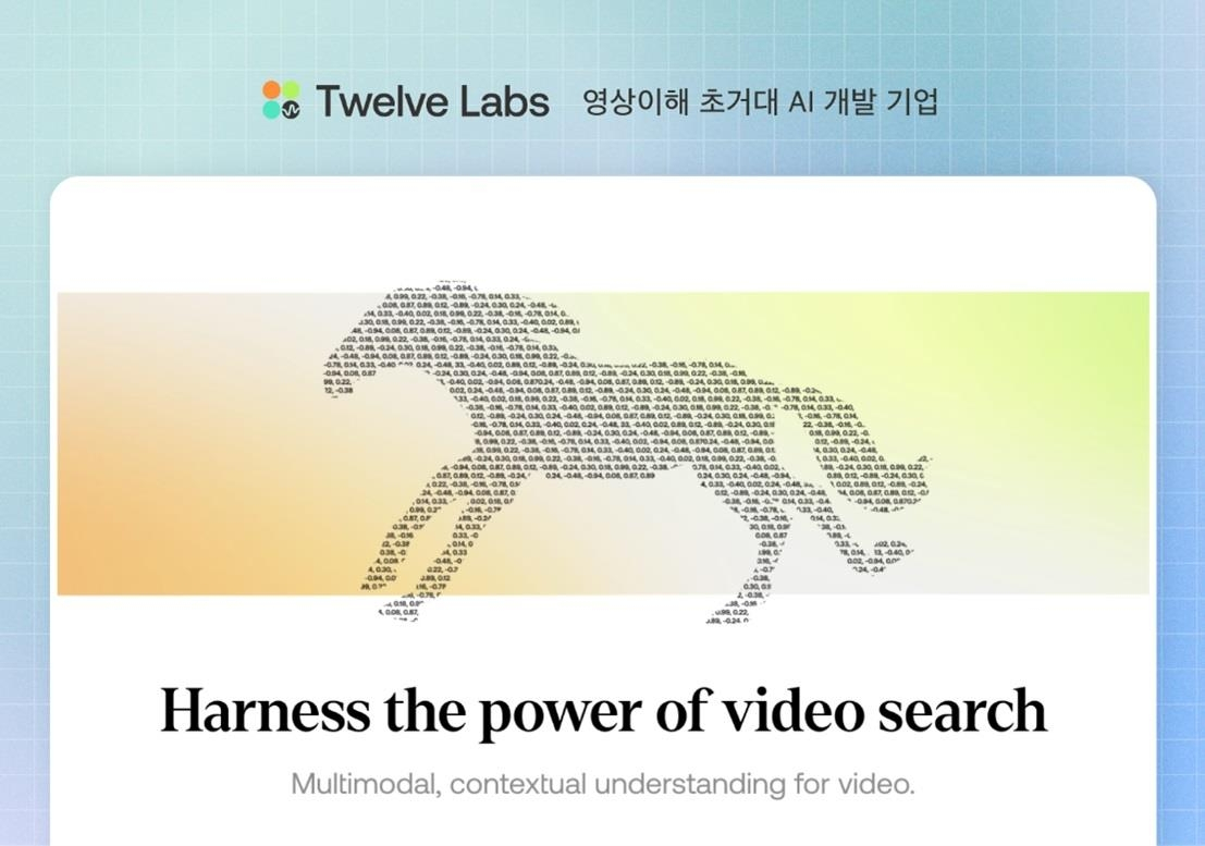A corporate image of South Korean AI startup Twelve Labs provided by the company (PHOTO NOT FOR SALE) (Yonhap)