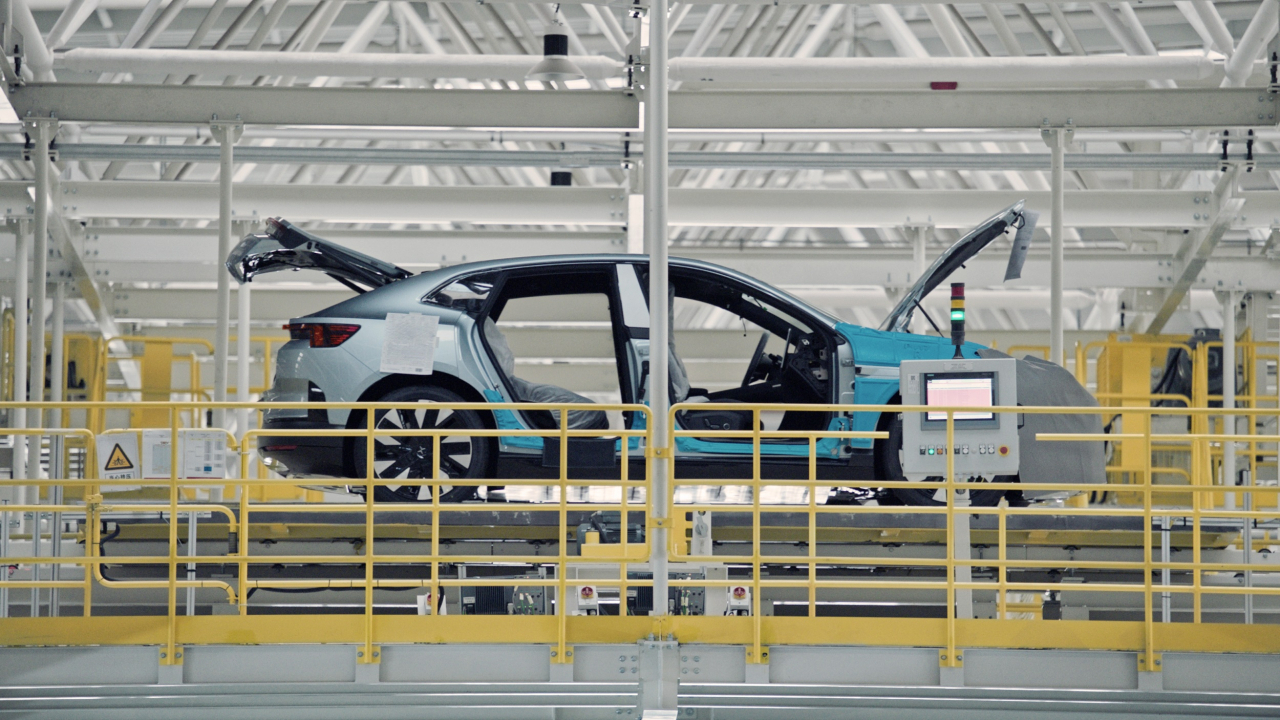 The assembly of a Polestar 4 underway at Geely Holdings' SEA factory in Hangzhou Bay, China. (Renault Korea Motors)