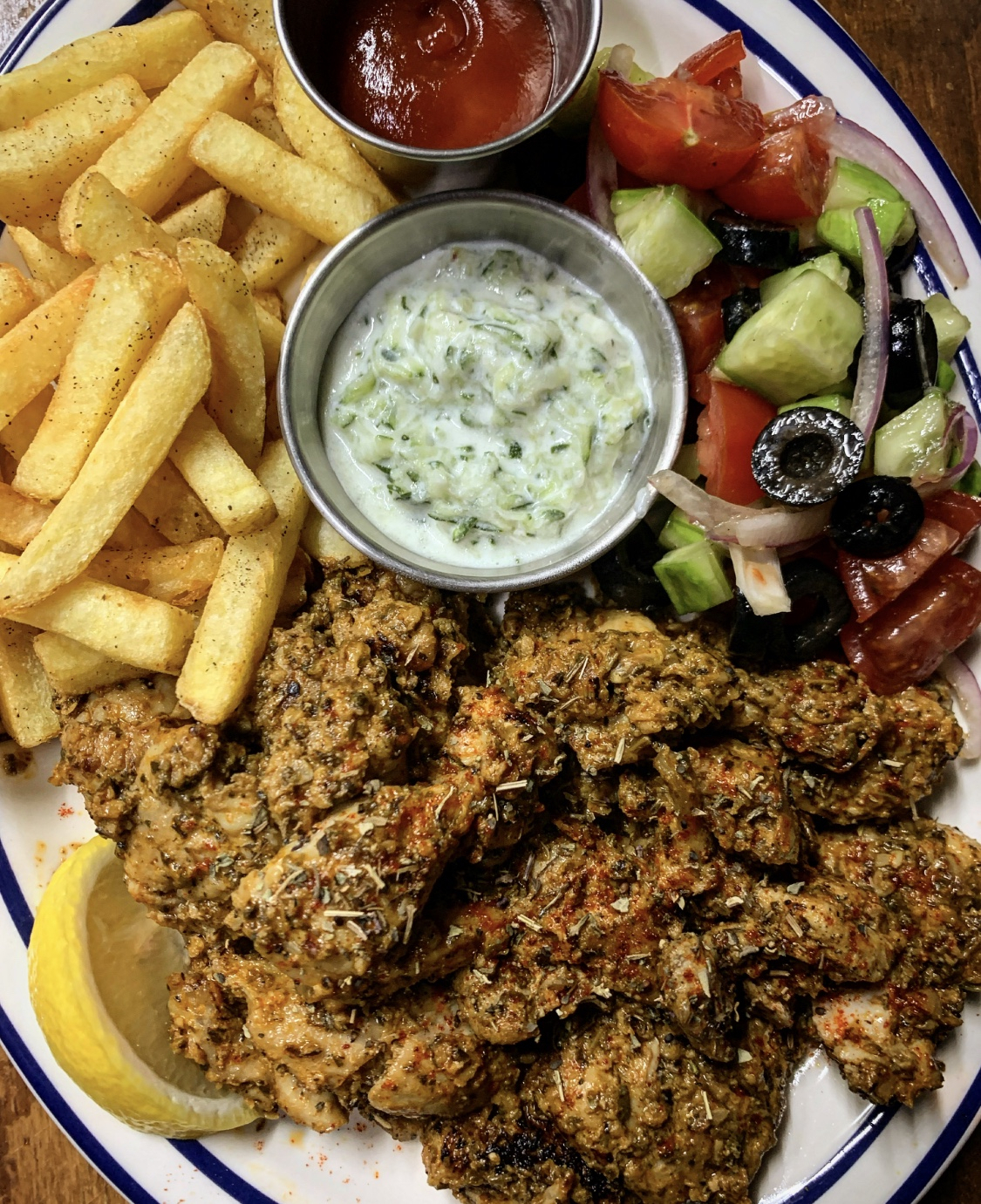 Kantina's Greek chicken, with a choice of bread or fries on the side (Kantina)