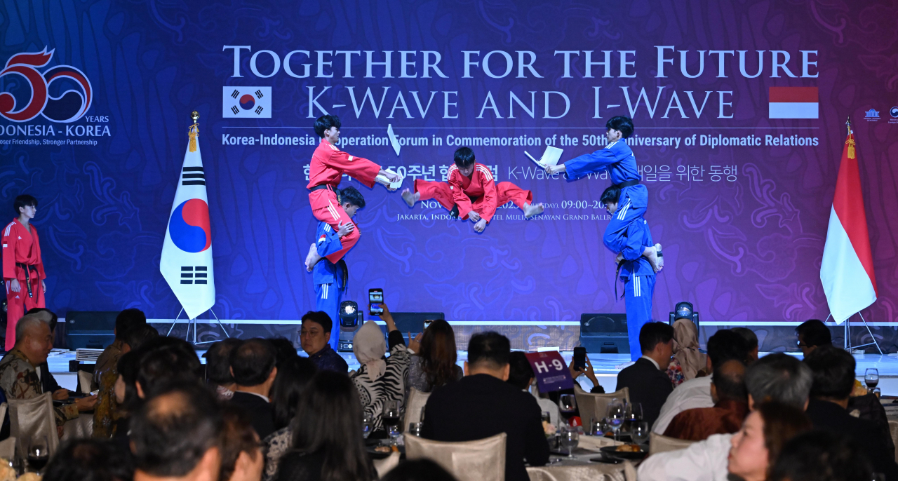 The N-Lions Taekwondo Demonstration Team performs at the 