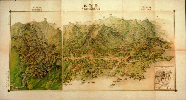 An old map of Kumgangsan on display at an exhibition organized by the Chuncheon National Museum in Chuncheon, Gangwon Province. (Chuncheon National Museum)