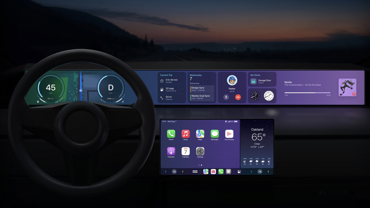 Apple's next-generation CarPlay supports multiple displays and offers iPhone widgets and deeper integration with vehicles. (Apple)