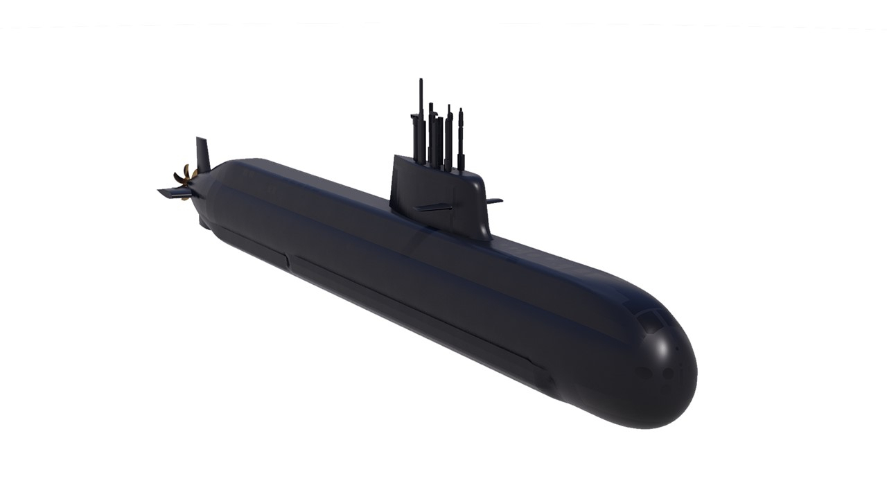 The Changbogo-III Batch-II submarine is seen in this photo provided by the state-run Defense Acquisition Program (DAPA) Administration. Hanwha Ocean signed a 1.1 trillion-won ($845 million) deal with DAPA on Friday, to build the 3,600-ton submarine for the South Korean Navy. (Yonhap)
