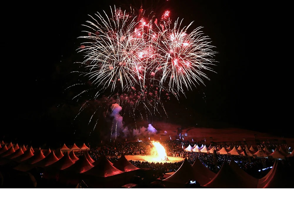 Celebrations during New Year’s Day at Seongsan Sunrise Peak on Jeju Island. (sunrisefestival.kr)