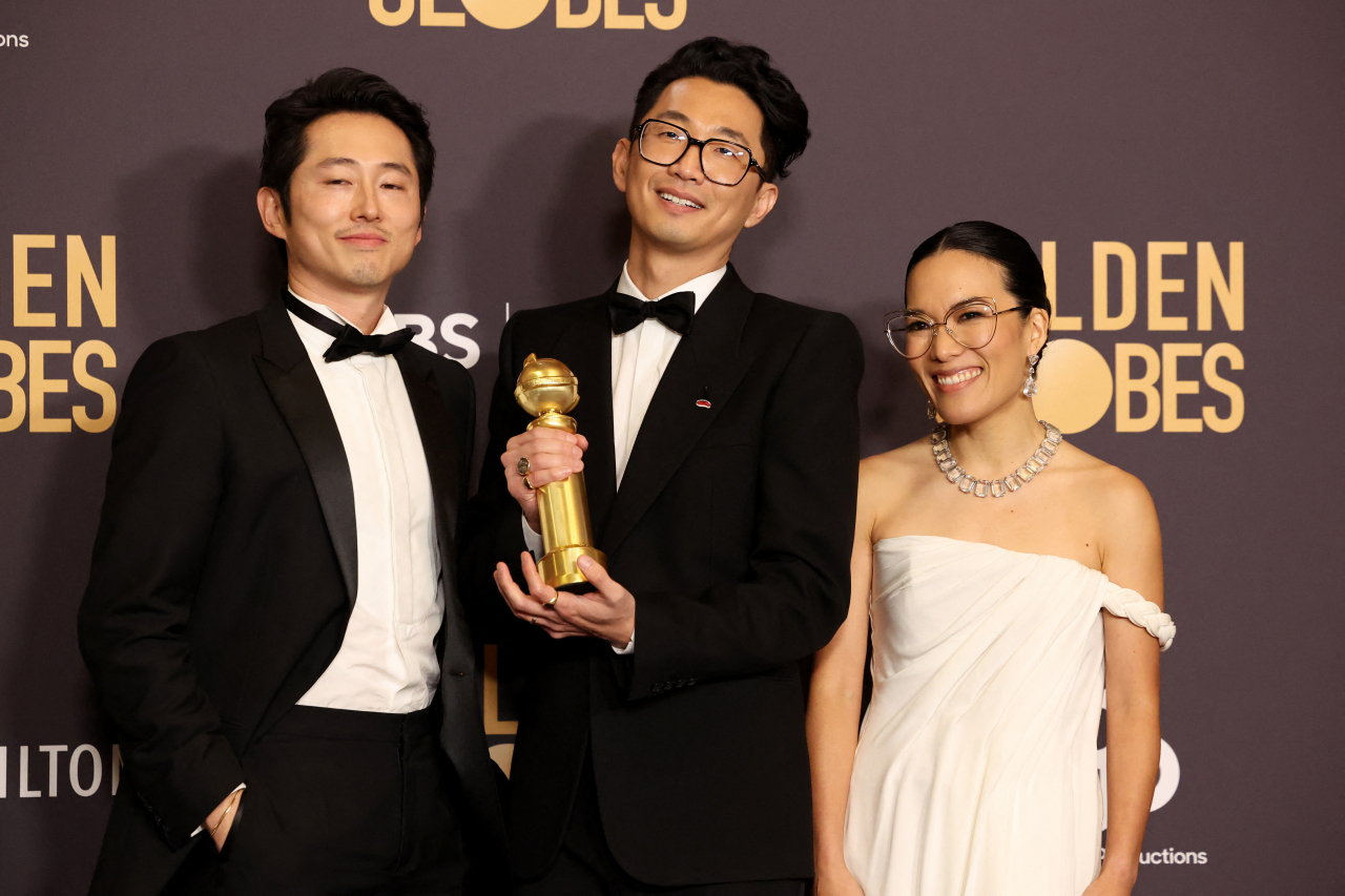 From left: Actor Steven Yeun, director Lee Sung-jin and actor Ali Wong of 