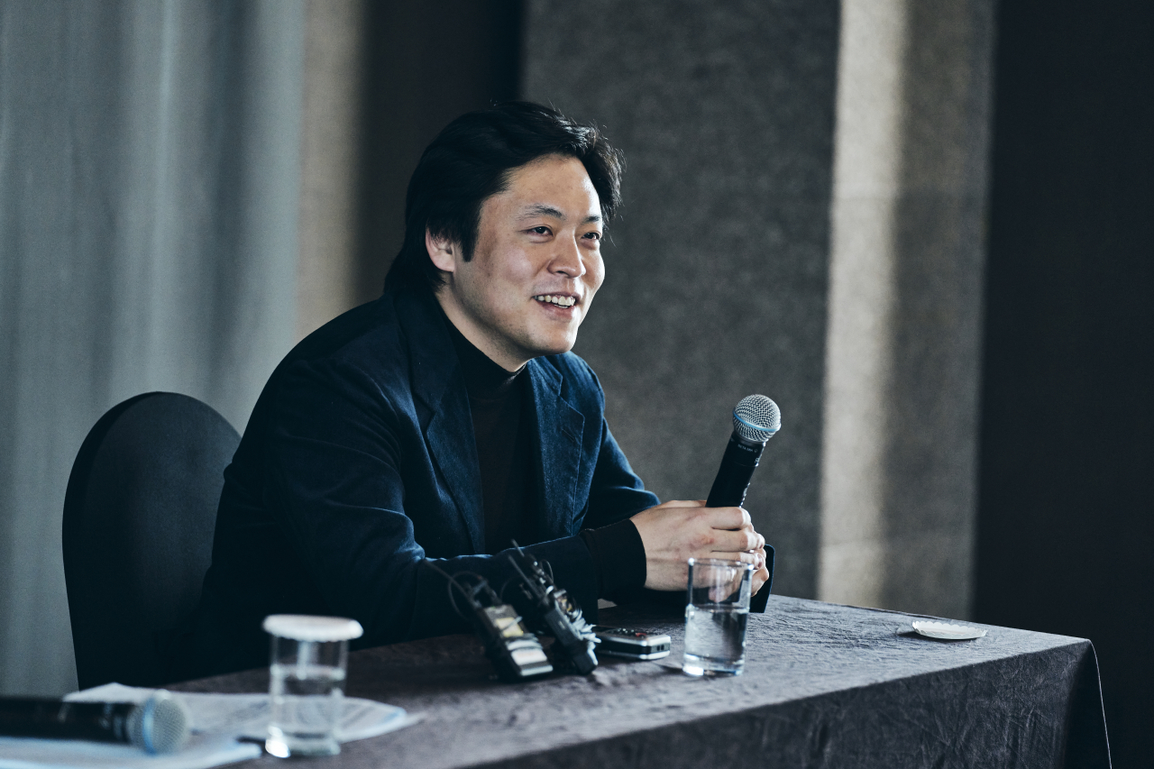 Kim Sun-wook, a celebrated pianist and artistic director of the Gyeonggi Philharmonic Orchestra, participates in a press conference in central Seoul on Monday. (GPO)