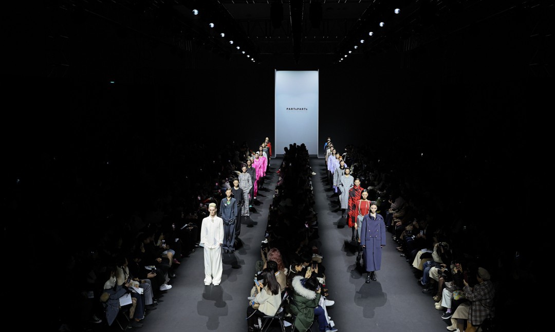 Models wear creations for Partsparts as part of the fall-winter 2024 collection showcased during Seoul Fashion Week at Dongdaemun Design Plaza in Seoul on Saturday. (Seoul City)