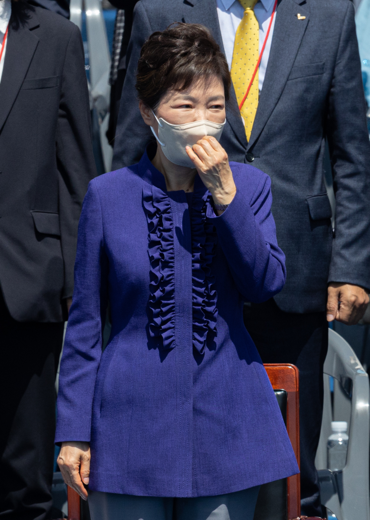 Park Geun-hye, a former president of South Korea, attends the inauguration ceremony of President Yoon Suk Yeol on May 10, 2022. (Lee Sang-sub/The Korea Herald)