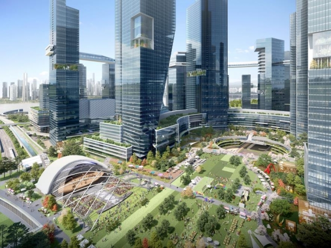 This rendering released by the Seoul city government shows the Yongsan International Business District.