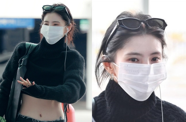 Actor Han So-hee wears wired earphones at Incheon Airport. (Boucheron)