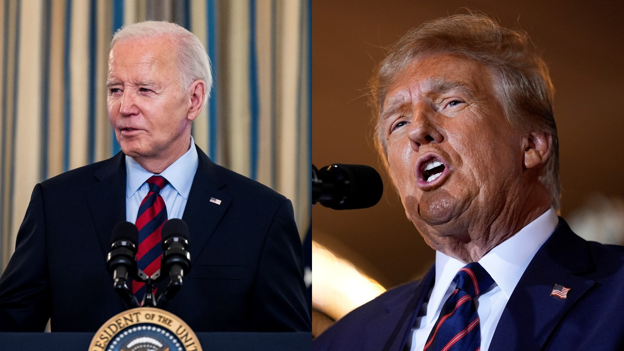This file photo shows US President Joe Biden (left) and Former US President and presidential hopeful Donald Trump. (AP-Yonhap)