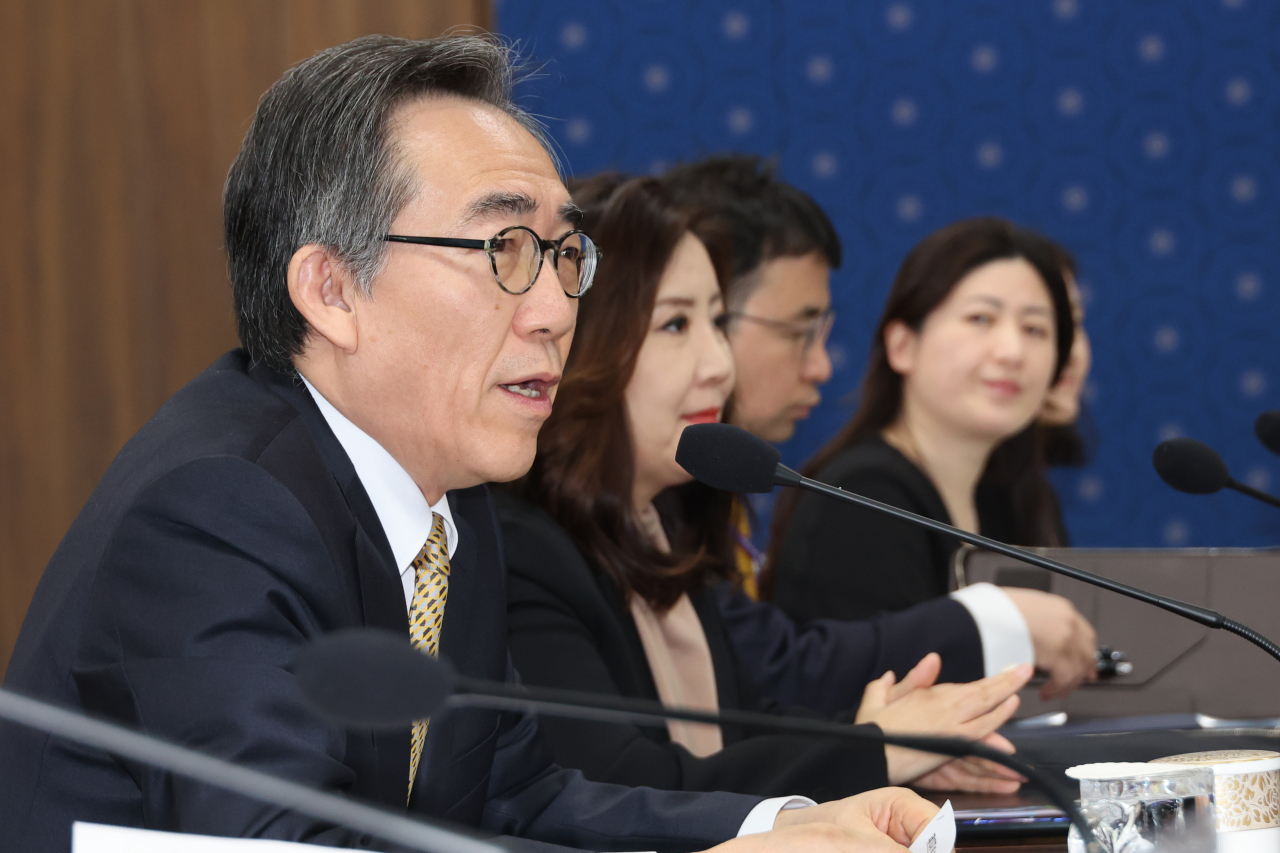 South Korean Foreign Minister Cho Tae-yul speaks during the 10th South Korea-India Joint Commission Meeting at the Foreign Ministry in Seoul on Wednesday. (Yonhap)