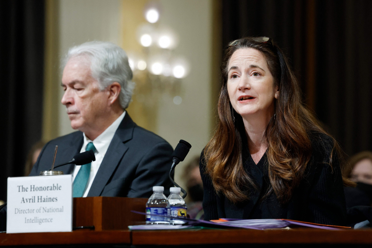 Director of National Intelligence Avril Haines (right) testifies alongside Central Intelligence Agency Director William Burns at a hearing with the House Select Intelligence Committee in the Cannon Office Building on Tuesday in Washington, DC. (Getty Images via AFP)