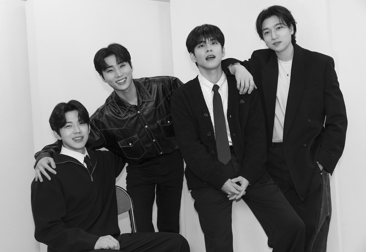 From left: Day6 members Dowoon, Young K, Wonpil and Sungjin (JYP Entertainmet)