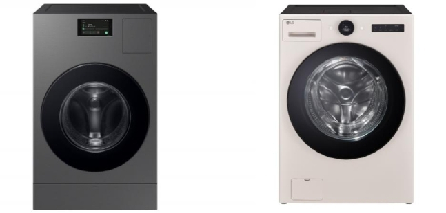Samsung Bespoke AI Washer & Dryer Combo (left) and LG Tromm Objet Collection Wash Combo (Yonhap)
