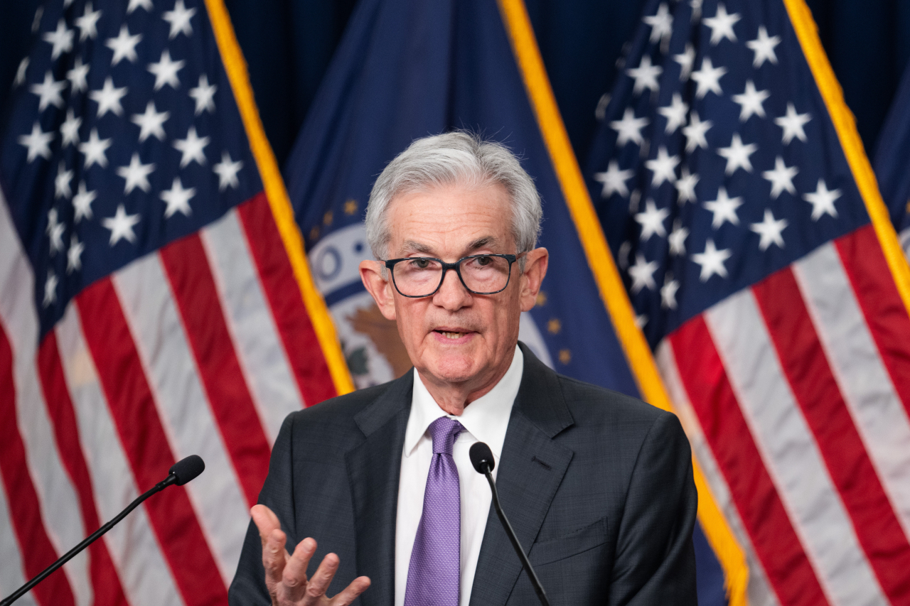 US Federal Reserve Chair Jerome Powell holds a press conference in Washington on Wednesday (Reuters-Yonhap)