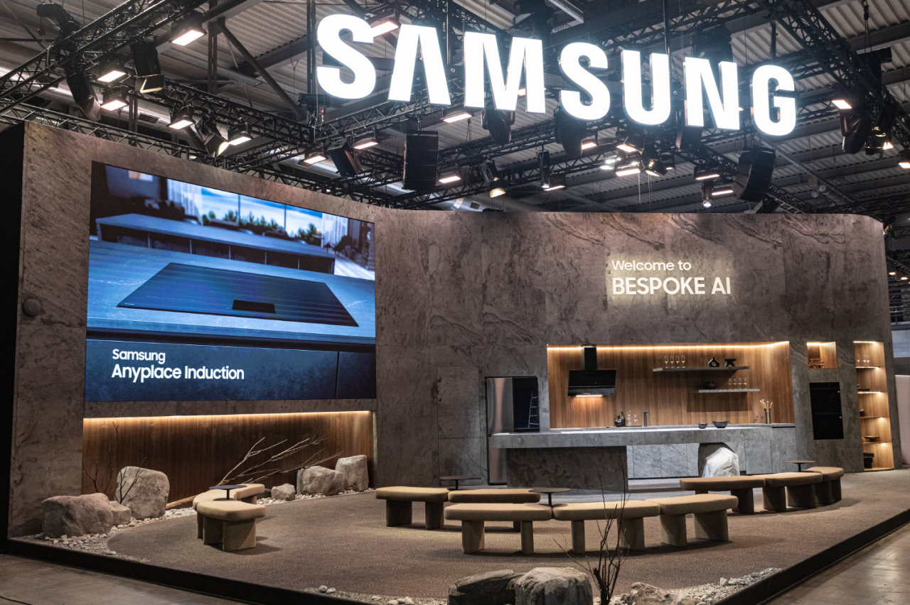 Samsung Electronics booth set up at EuroCucina 2024, held on the sidelines of Milan Design Week in Milan, Italy. (Samsung Electronics)