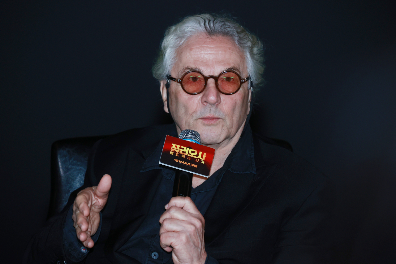 “Furiosa: Mad Max Saga” director George Miller speaks during a press conference held in Seoul, Monday. (Yonhap)
