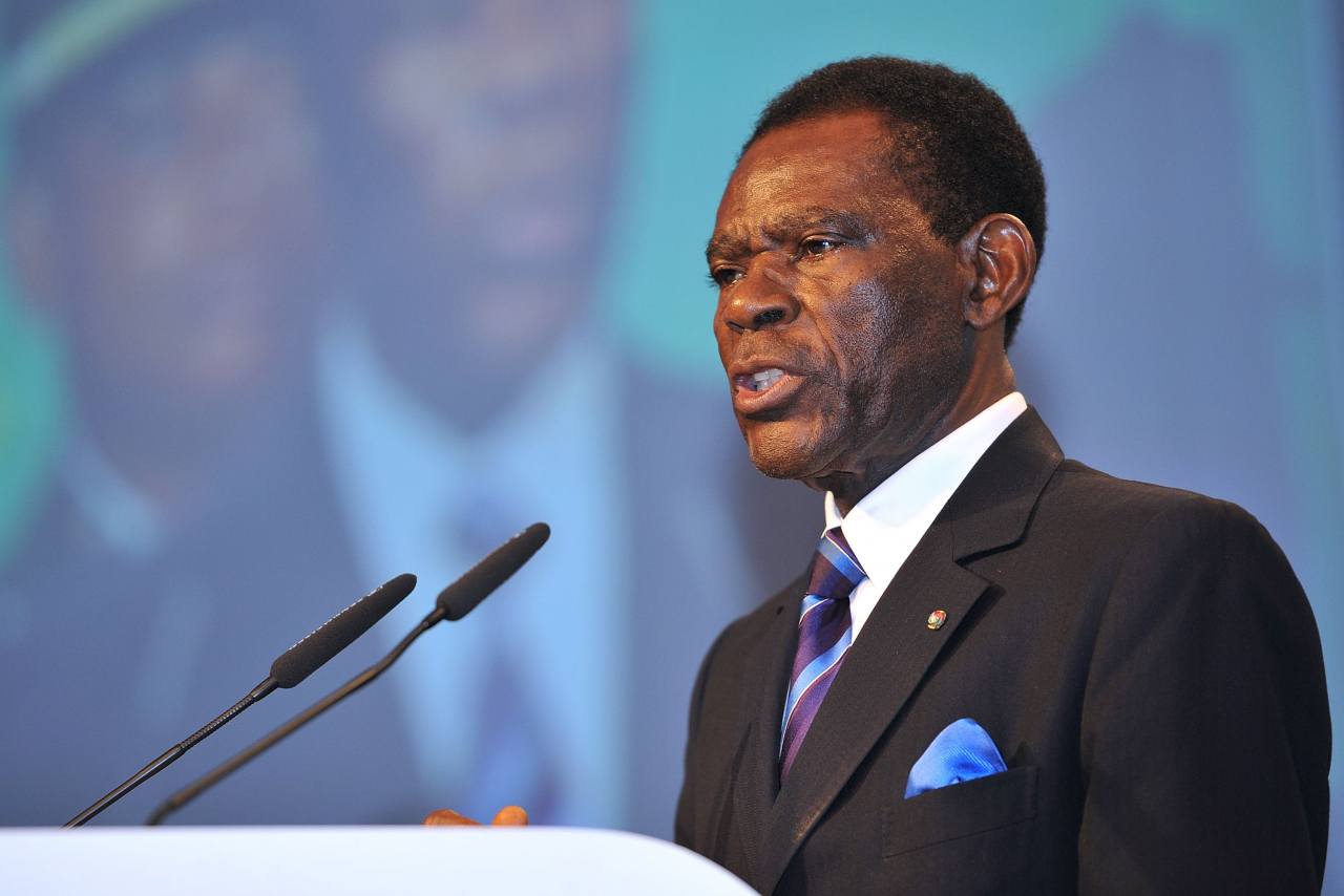 Teodoro Obiang Nguema Mbasogo, President of Equatorial Guinea, delivers a speech during the first Gateway To Africa conference held at the Intercontinental Hotel on April 5, 2011 in Geneva. (Getty Images)