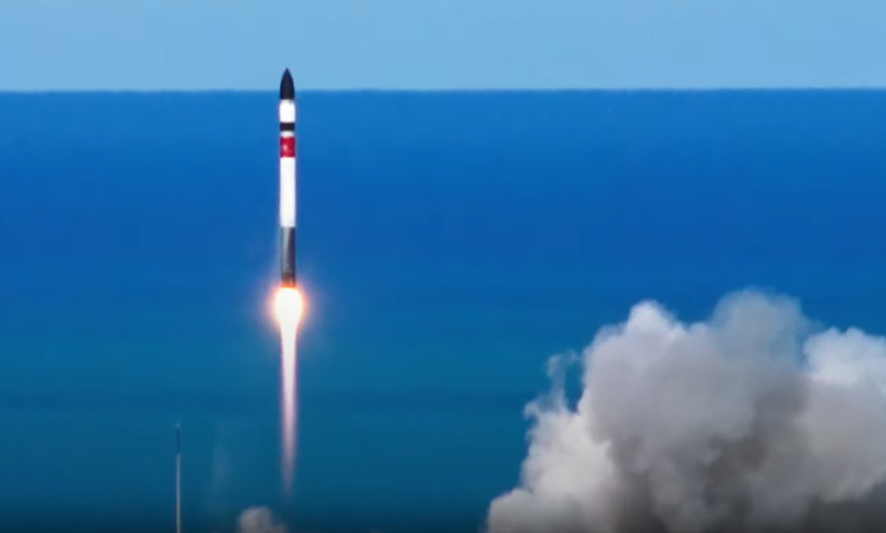 This photo shows Rocket Lab's lightweight Electron orbital rocket launching from Mahia, New Zealand, Wednesday. (Rocket Lab)